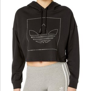 Adidas trefoil rhinestone hoodie